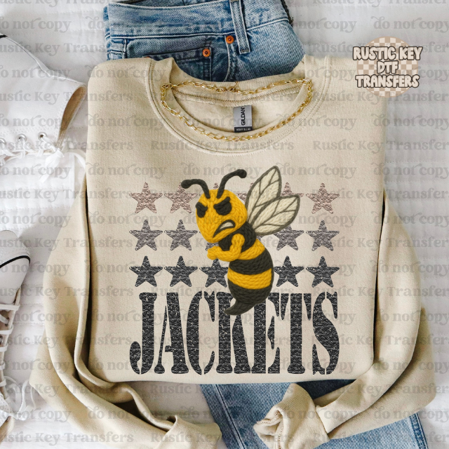 Jackets yarn mascot DTF Transfer, Ready to Press