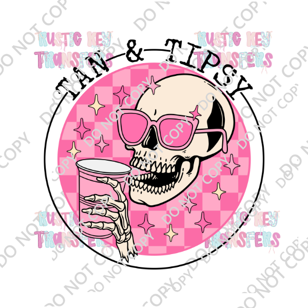 TAN & TIPSY PINK SKULL DTF TRANSFER
