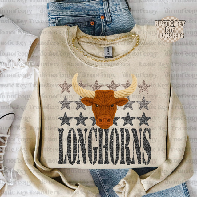 Longhorns yarn mascot DTF Transfer, Ready to Press