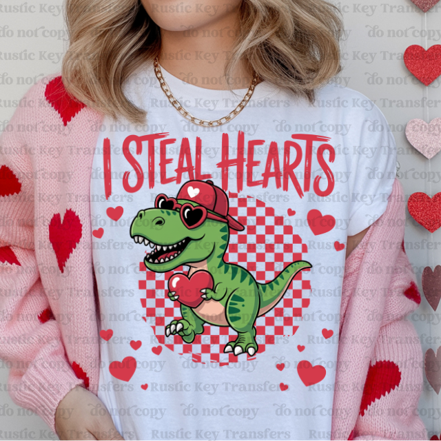 I steal hearts dino DTF Transfer, Ready to Press