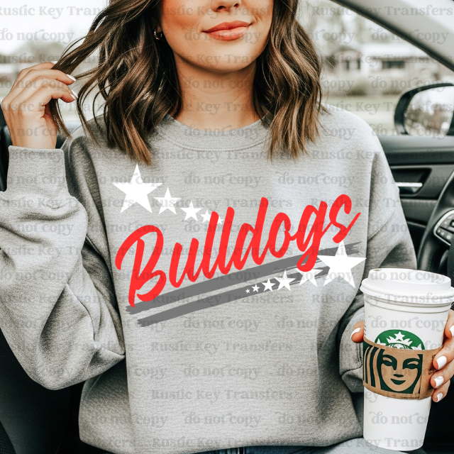 Bulldogs Spirit stars mascot DTF Transfer, Ready to Press