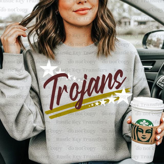 Trojans Spirit stars mascot DTF Transfer, Ready to Press