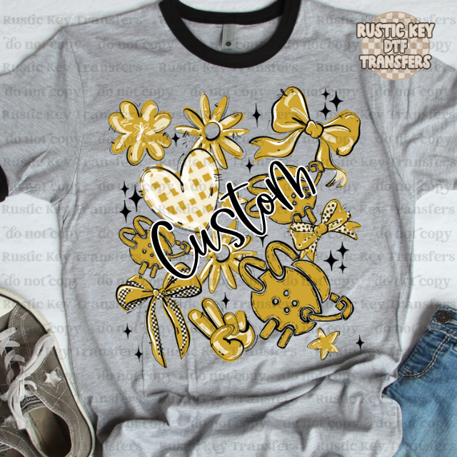 Custom Gold Wrestling collage DTF Transfer, Ready to Press