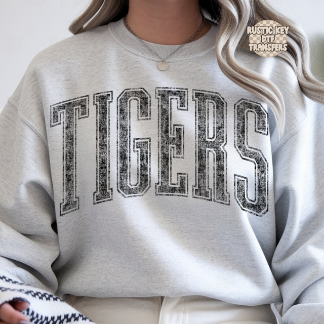 Tigers vintage mascot DTF Transfer, Ready to Press