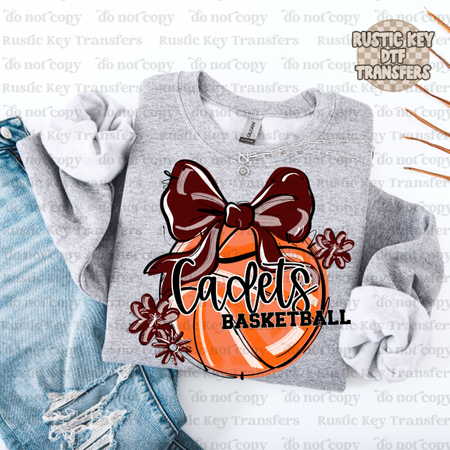 Cadets Basketball Bow DTF Transfer, Ready to Press