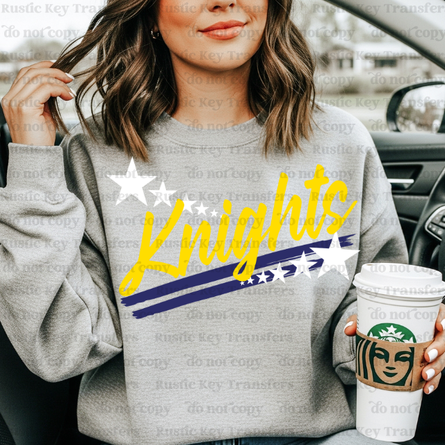 Knights Spirit stars mascot DTF Transfer, Ready to Press