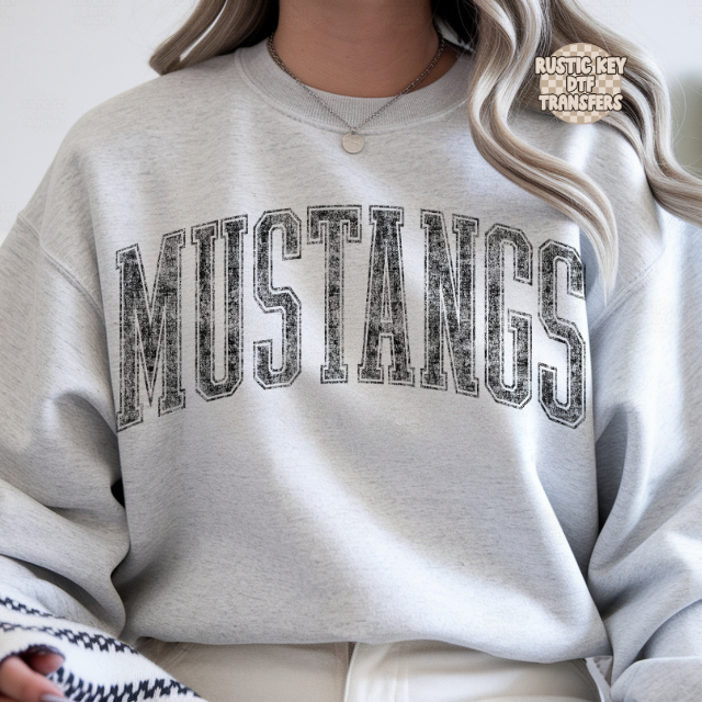 Mustangs vintage mascot DTF Transfer, Ready to Press
