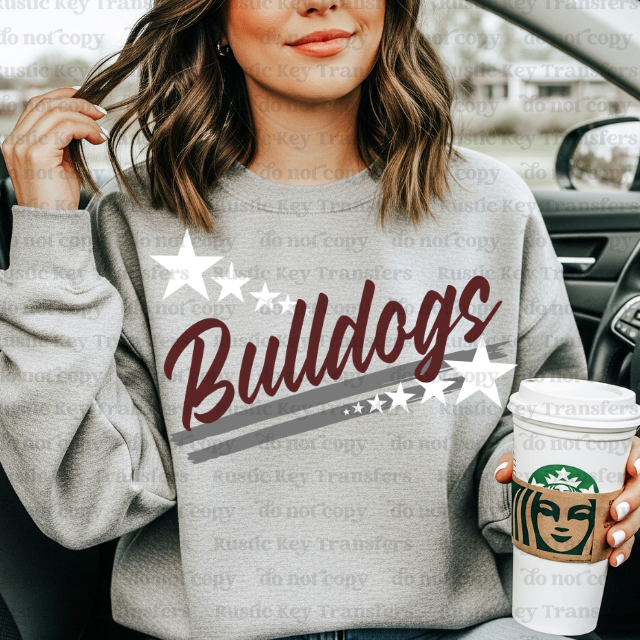 Bulldogs Spirit stars mascot DTF Transfer, Ready to Press