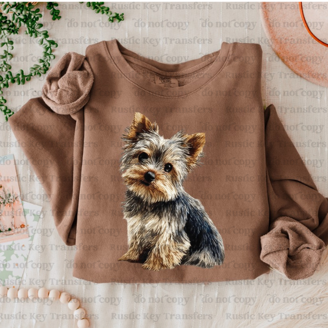 Yorkie DTF Transfer, Ready to Press