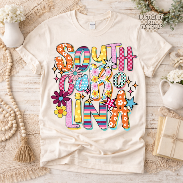 South Carolina Funky Fresh state DTF Transfer, Ready to Press