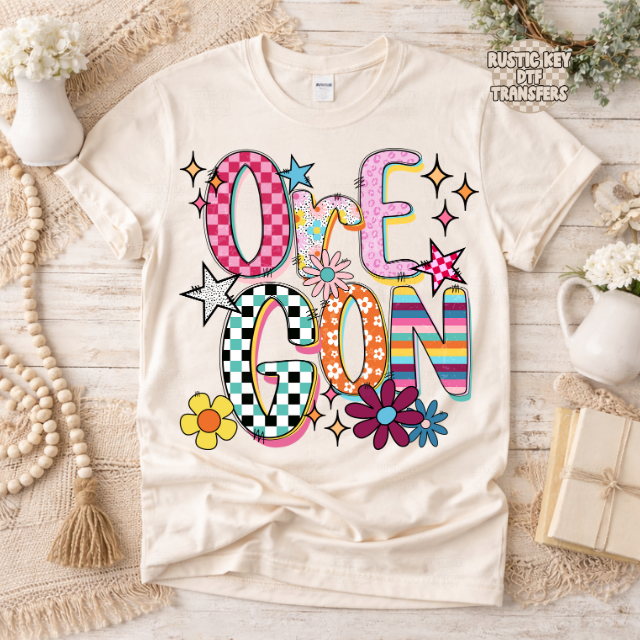 Oregon Funky Fresh state DTF Transfer, Ready to Press