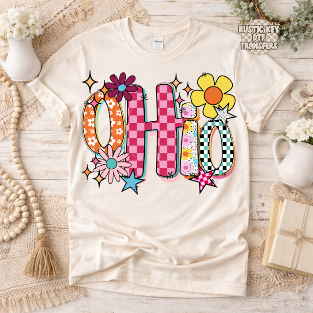 Ohio Funky Fresh state DTF Transfer, Ready to Press