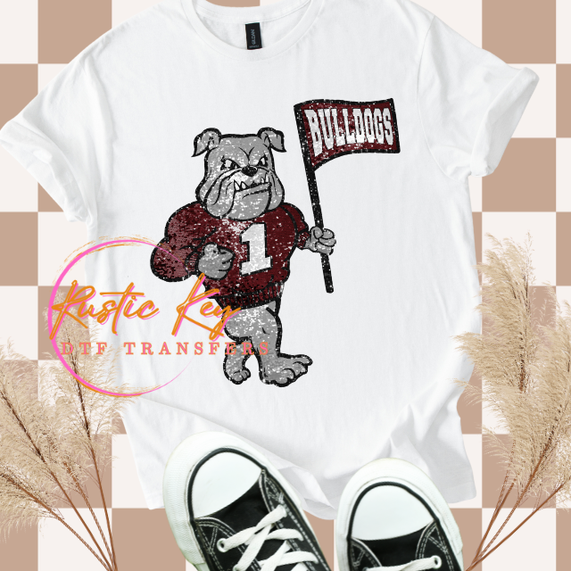 Maroon Bulldog Glitter DTF TRANSFER