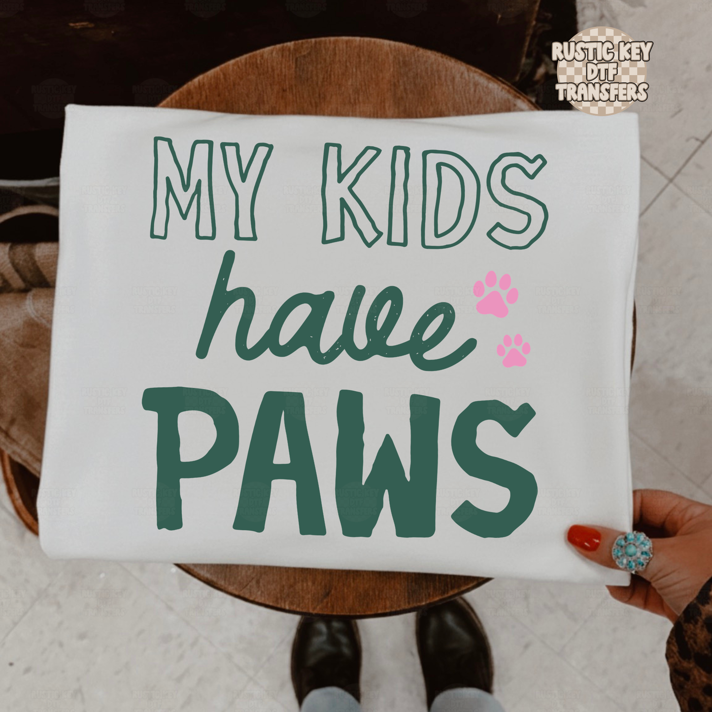 My kids have paws DTF Transfer, Ready to Press