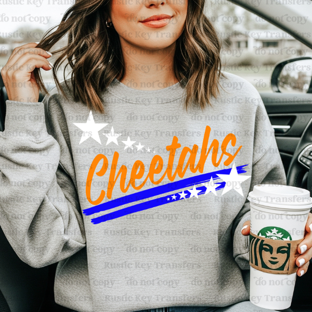 Cheetahs Spirit stars mascot DTF Transfer, Ready to Press