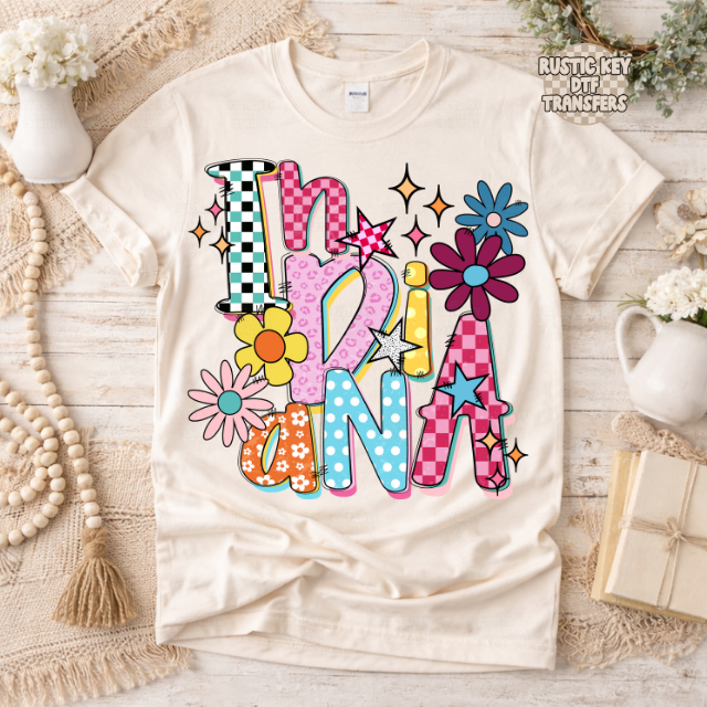 Indiana Funky Fresh state DTF Transfer, Ready to Press