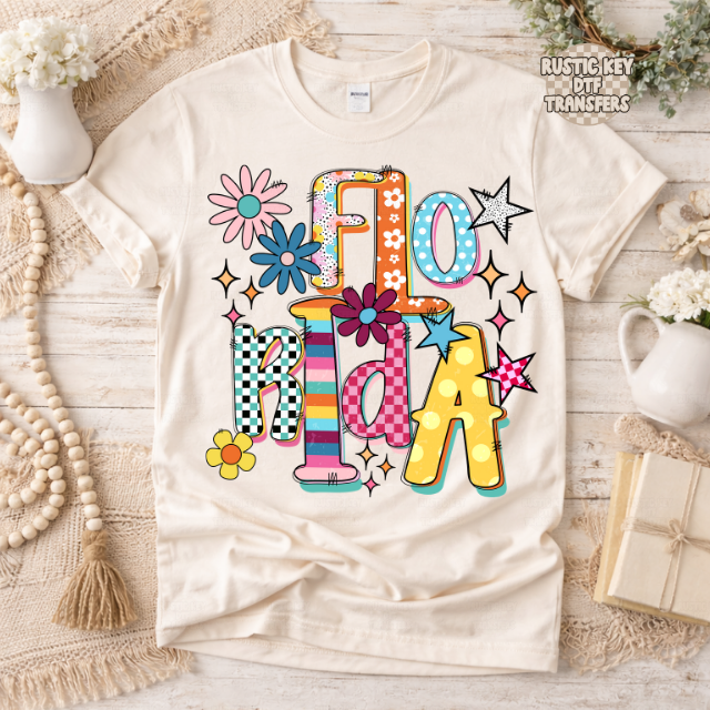 Florida Funky Fresh state DTF Transfer, Ready to Press