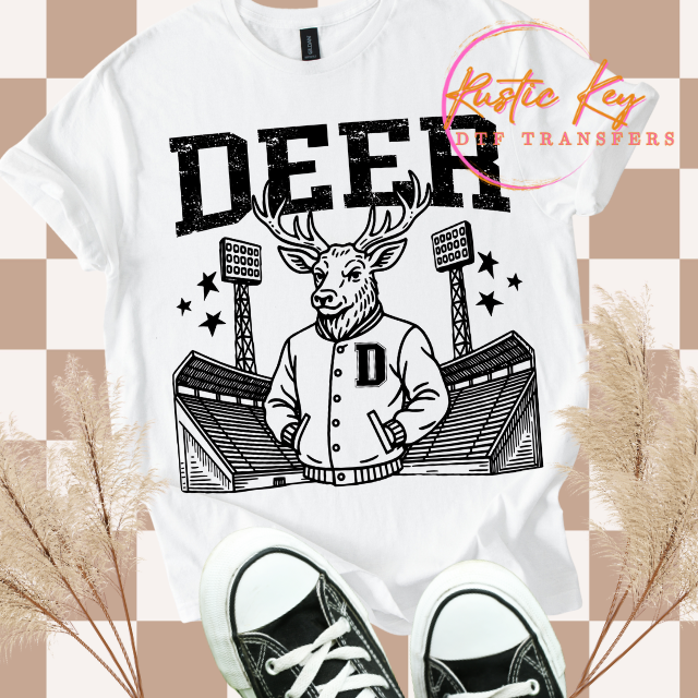 Deer Letterman mascot DTF TRANSFER