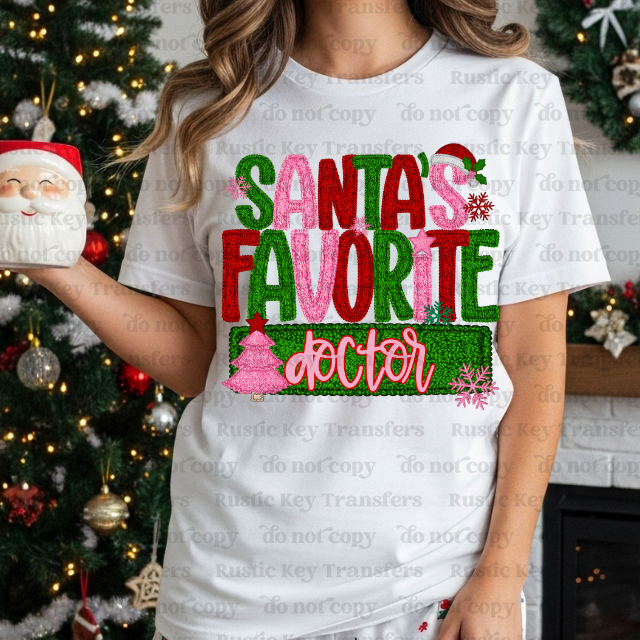 Santa's Favorite Doctor DTF Transfer, Ready to Press