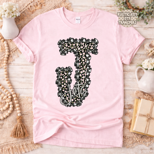 Jets Gingham & Ruffles DTF Transfer, Ready to Press