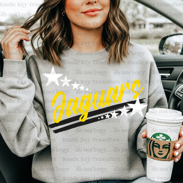 Jaguars Spirit stars mascot DTF Transfer, Ready to Press