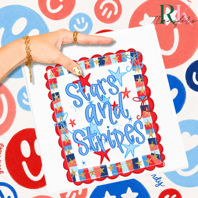 Stars and stripes DTF Transfer, Ready to Press Rustic Key Transfers