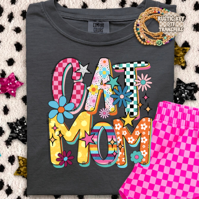 Cat mom DTF Transfer, Ready to Press