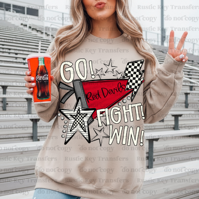 Red Devils mascot pennant DTF TRANSFER