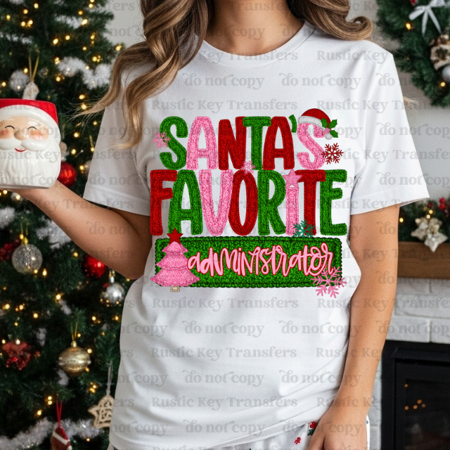 Santa's Favorite Administrator DTF Transfer, Ready to Press