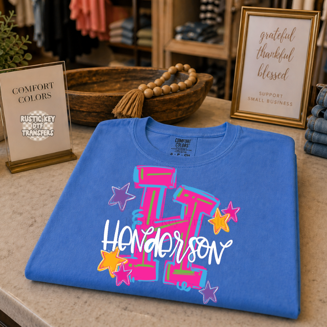 Neon Hype Henderson DTF Transfer, Ready to Press