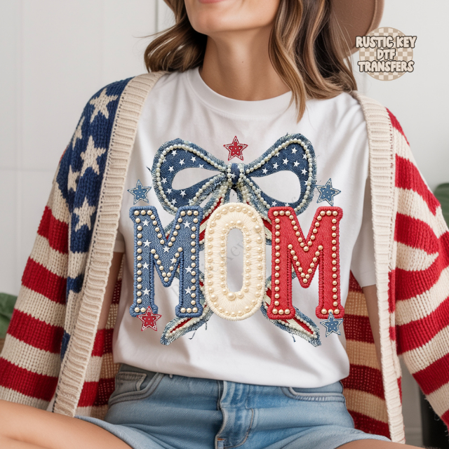 Mom jean & pearls DTF Transfer, Ready to Press