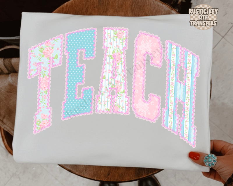 Teach floral DTF Transfer, Ready to Press