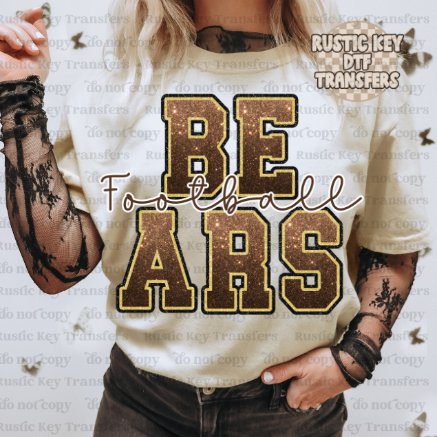 Bears football glitter DTF TRANSFER