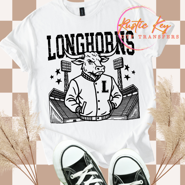 Longhorns Letterman mascot DTF TRANSFER