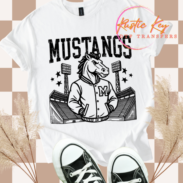 Mustangs Letterman mascot DTF TRANSFER