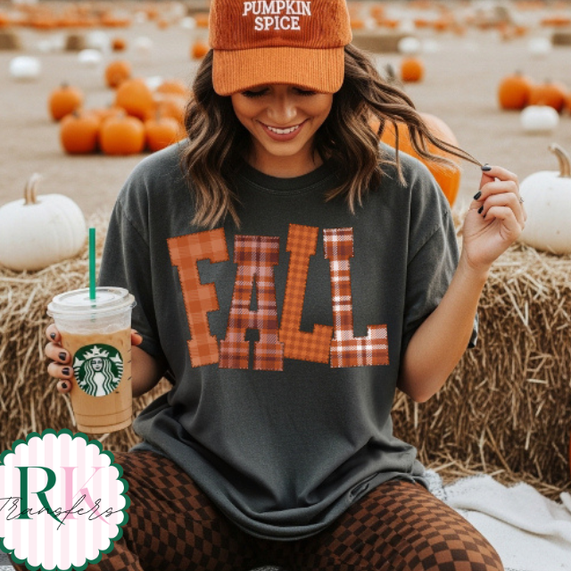 Flannel fall letters DTF Transfer, Ready to Press Rustic Key Transfers
