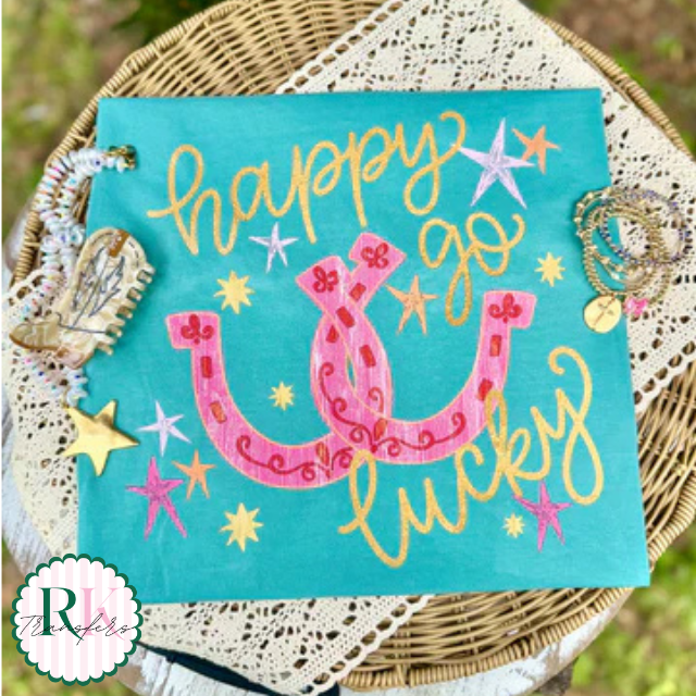 Happy go lucky DTF Transfer, Ready to Press Rustic Key Transfers