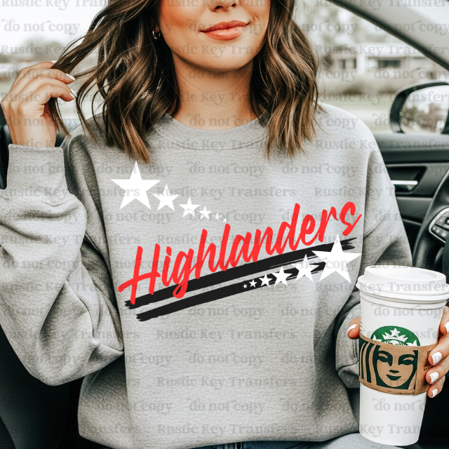 Highlanders Spirit stars mascot DTF Transfer, Ready to Press