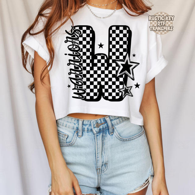 Warriors checkered DTF Transfer, Ready to Press