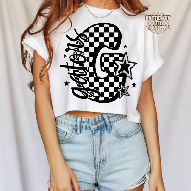 Gators checkered DTF Transfer, Ready to Press