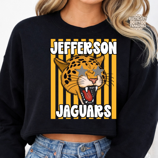 Jefferson Jaguars stripes DTF Transfer, Ready to Press