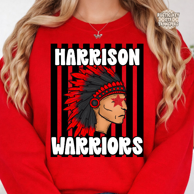 Harrison Warriors stripes DTF Transfer, Ready to Press
