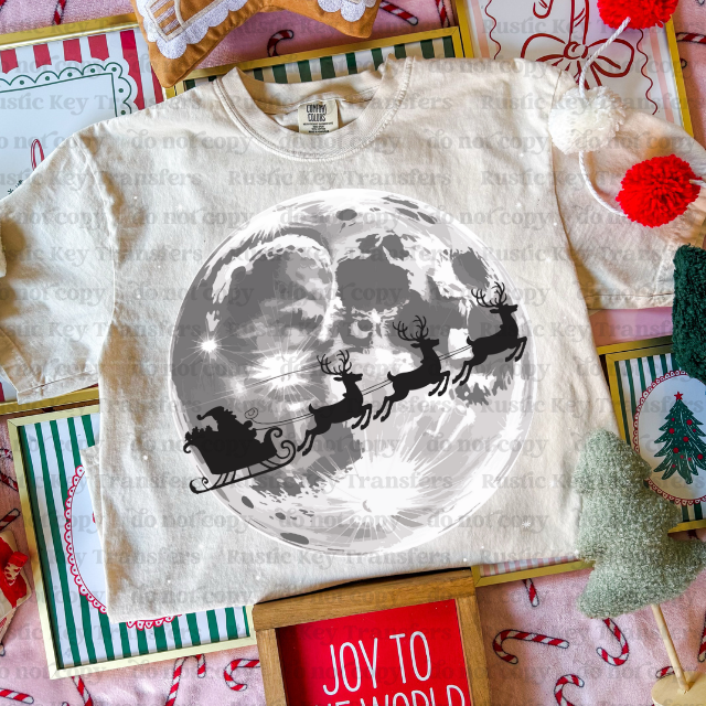 Santa moon DTF Transfer, Ready to Press