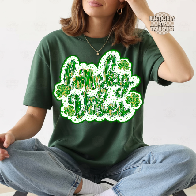 Lucky vibes DTF Transfer, Ready to Press