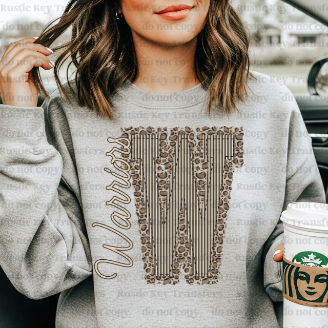 Warriors leopard seersucker DTF Transfer, Ready to Press