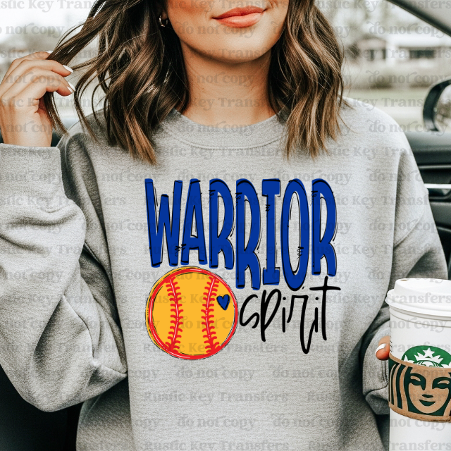 Warrior softball spirit DTF Transfer, Ready to Press