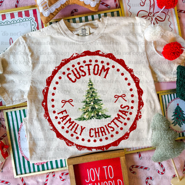 Custom Family Christmas (RED) DTF Transfer, Ready to Press
