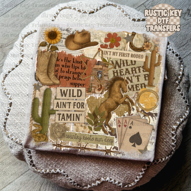 Western Scrapbook DTF Transfer, Ready to Press