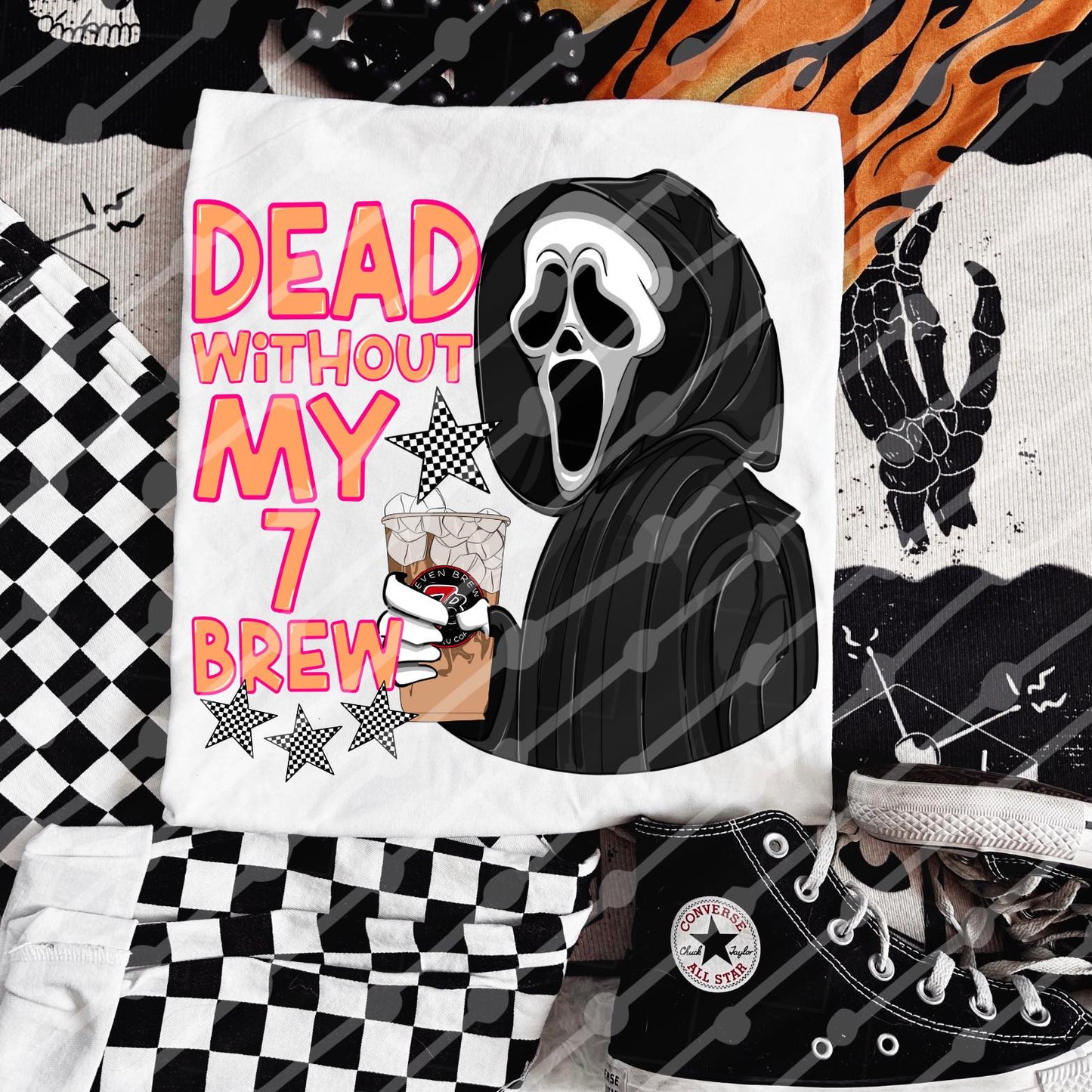 Dead without my 7 Brew DTF TRANSFER Rustic Key Transfers