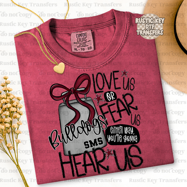 Bulldogs Love us DTF Transfer, Ready to Press